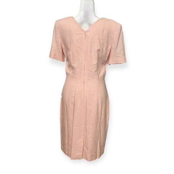 VTG Oberon Pink Embroidered Sheath Dress Women's Size 10 Linen Blend Floral - Picture 2 of 11